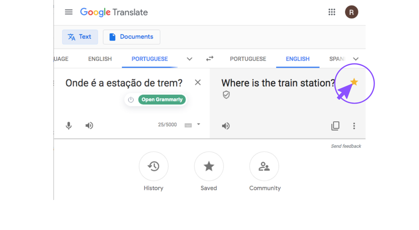 Portuguese to English Google Search