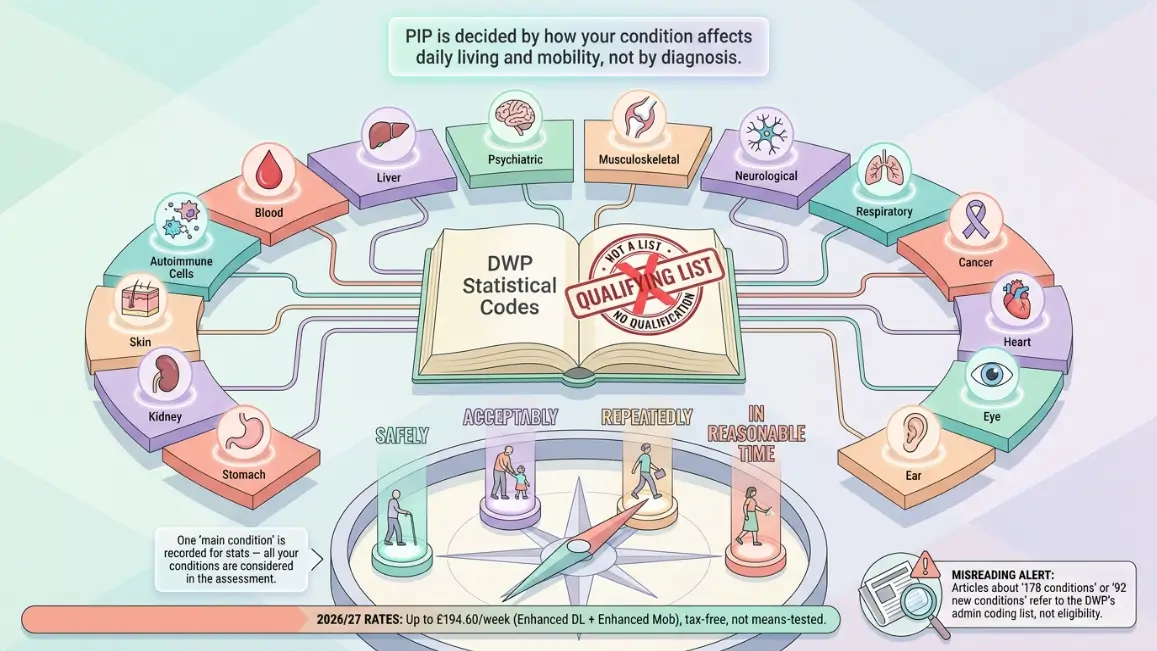 Pip List of Medical Conditions Uk