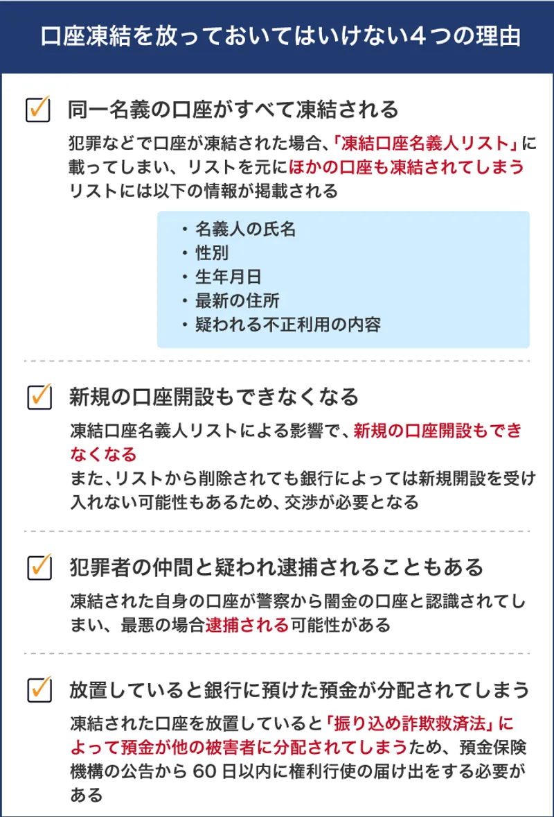 自分の口座が停止？口座凍結リストの確認方法と解除への対処法【2026】