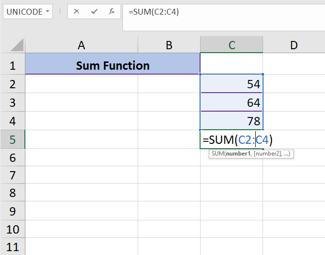 Adding Sum in Excel